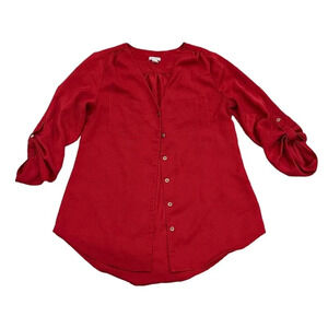 Guess Red Button Up Blouse XS